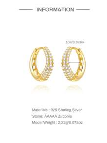 EleRunis 1 对 925 纯银防过敏曲线耳环 18K 镀金细小软骨耳环穿孔珠宝适合女士日常佩戴 - 金色 - 查看 6