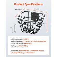 Front Bike Basket, Electric Scooter Basket With Fixed Bracket - Max Bearing 20 Lbs, Construct From Solid Steel, Kids Bike Basket/Adult Bicycle Basket/Knee Electric Scooter Accessories - 9.7*8.5*7.1 In - View 7