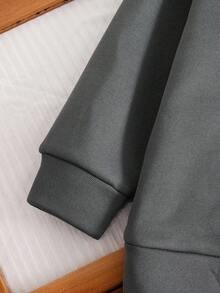 Tween Boy Letter Graphic Print Crew Neck Sweatshirt And Sweatpants Set - Dark Grey - View 5