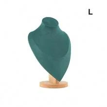 Estante de almacenamiento de collares con retrato de terciopelo, soporte para presentación de joyería con Base de madera, soporte para busto de maniquí, 1. CWO6 - Rosa M - Ver 3