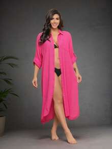 LEABAY ⭐ LONG BEACH KIMONO - NEW SUMMER 2025! ELEGANT, FLUID AND BREATHABLE - FREE SHIPPING ⭐ - Pink - View 2