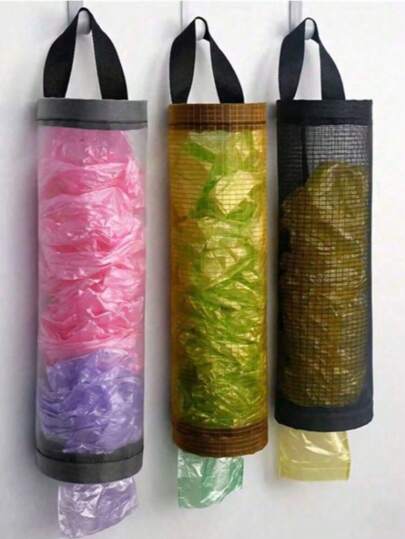 1 pieza de estante retráctil para bolsas de basura montado en la pared, estante para bolsas de compras, estante para bolsas de alimentos, estante para bolsas de cubiertas de zapatos, dispensador plegable de bolsas de plástico, bolsa de almacenamiento colgante para zapatos con cordón, útiles escolares, bolsa de almacenamiento de bolsas de plástico de cocina, bolsa de red tejida, bolsa de almacenamiento de bolsas de plástico con red de almacenamiento colgante y útiles escolares