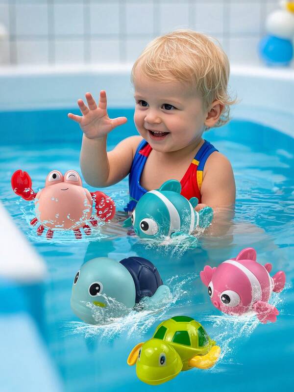 4/3/2/1 Pc Bath Toys, Baby Bath Toys For Toddlers 1-3, Floating Wind-Up Toys Swimming Pool Games Water Play Set Xmas Gift For Bathtub Shower Beach Infant Toddlers Kids Boys Girls Age 1 2 3 4 5 6 Years