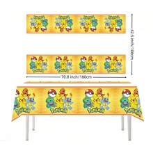 pokemon 1 Pezzo Tovaglia Pokemon, Decorazioni per Feste di Compleanno, Decorazioni per Feste a Tema Pikachu, Tovaglia Monouso, Tovaglia Giocattoli, Regali, Forniture per Feste (180 cm * 108 cm)
