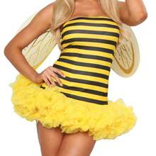 Women's Halloween Holiday Role-Playing Casual And Comfortable Bee Short Skirt Set Is An Elegant Costume Suitable For Halloween Role-Playing - 黃色 - 查看 5