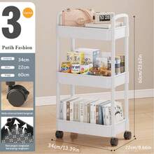 Small Cart Storage Rack, Living Room Floor Standing Children's Toy Snack Rack, Household Movable Multi-Layer Storage Rack - White - View 9