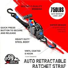 Automatic Recovery Tensioner,Retractable Ratchet Straps  ,3.3m,680KG Tensile Force, Heavy Duty Auto Self Retracting Tie Down Straps For Truck, Cargo Trailer, Motorcycle, Blue