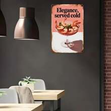 1pcs Shrimp Cocktail Elegance Served Cold Tin Sign Vintage Seafood Cocktail Party Metal Sign Print Suitable For Room Bathroom Cave Bar Cafe Garage Garden And Outdoor Decoration 8X12 Inch - 鏽棕色 - 查看 6