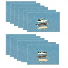 1/4/6/8/12 Stück bedruckte waschbare Tischsets aus Leinen, Oberflächenschutzmatten, Tischsets für Innen und Außen, geeignet für Feierlichkeiten, Küchen- und Esszimmerdekoration