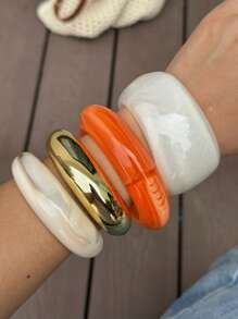 Thoughtfully Designed Smooth Surface Exaggerated Bangle, Niche Jewelry Vintage Bracelet