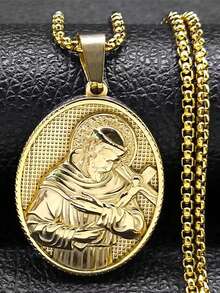 圣心耶稣天主教项链，男女皆宜，不锈钢金银吊坠项链，时尚配饰，情侣礼物