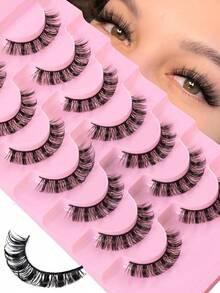7 Pairs/14 Pairs Natural Fluffy Thick False Eyelashes, Charming Messy Mink Fur Fake Eyelashes, 8D Lengthening & Volumizing Long-Lasting False Eyelash Strips, Fox Eye Lifting Makeup Effect, Extending Lashes, Elongating & Densifying Lash Ends, False Eyelash Strips, Eyelashes, False Lashes - fox eye lashes - View 8