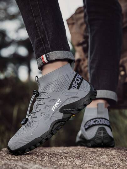 New Outdoor Sports Shoes For Teenagers, Boys Hiking Shoes With Rubber Sole, Breathable Woven Mesh Upper, Soft Sole And Soft Surface, Boys Sneakers