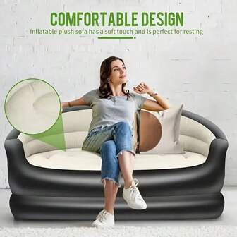 Twin Size Air Sofa Bed With Air Pump Blow Up Couch Inflatable Lounging Sofa For Indoor Living/Tent Camping/Outdoor Activities