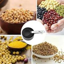 8 unids/set taza medidora y cuchara de acero inoxidable con escala para hornear y cocinar precisos herramientas de medición de postres de granos - Blanco - Ver 3