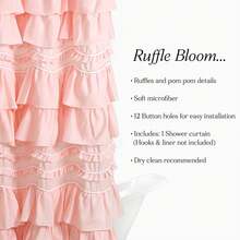 Lush Decor Kemmy Ruffled Shower Curtain, Single, 72" W X 72" L, White - Bathroom Curtain - Fabric Shower Curtains For Bathroom - Coquette Decor Halloween-Fall Decor-Room Decor - 桃紅色 - 查看 1