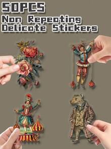 50pcs Victorian Theme Transparent Stickers, Non-Repeating, Exquisite Decoration, Suitable For Back To School Gifts, Christmas Gifts, Halloween Gifts, Holiday Gifts, Party Decorations, Home Decor, Classroom Rewards, Birthday Gifts, Can Be Used For Luggage, Scooters, Handbags, Water Bottles, Cups, Laptops, Tablets, Phone Cases, Notebooks And More. - Default - View 7