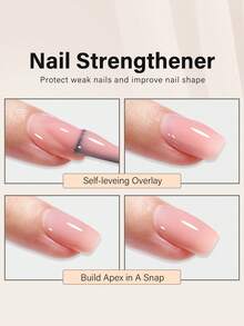 TOMICCA 蜜桃粉色五合一延长胶，15毫升，1支装，UV/LED灯下速干凝胶指甲油，适用于指甲延长、加固、美甲装饰和水钻贴片，适合在家DIY美甲贴片或作为礼物赠送 - 粉色 - 查看 6