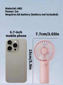 1 PC Portable Fan (Batteries Sold Separately) Handheld Fan, Stroller Fan, Battery Powered Fan, Small Desktop Fan, Suitable For Travel, Daily Commuting, Office, Beach, Summer Essential, Mini Portable Fan, Handheld Fan (Requires Two AAA Batteries)