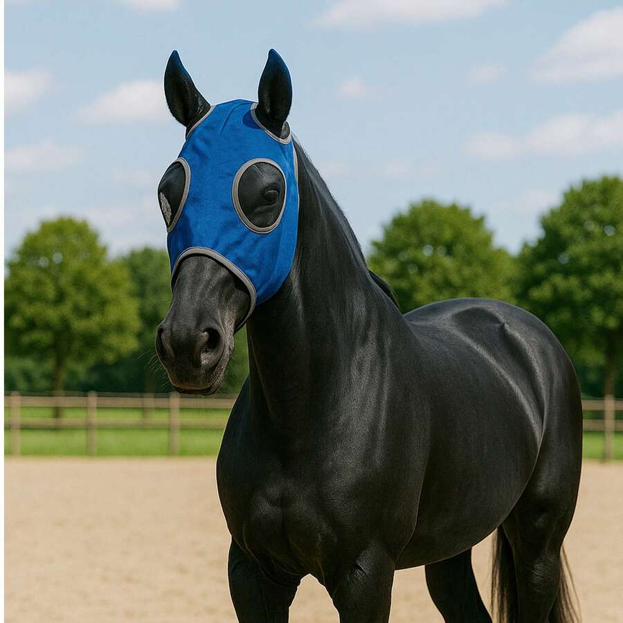 Horse Head Mask, Face Mask, Anti-Mosquito Mask, Anti-Insect Mask, Anti-Fly Mask, Elastic Horse Riding Supplies