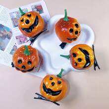 1pc/4pcs Halloween Pumpkin & Smiling Face Foam Hairclips, Party Headpiece