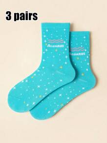 1 /3pairs Of Women's Zodiac Socks,Constellation Socks, Crew Socks,Fashion Socks,Sports Socks, Soft Women's Socks, Cute Socks, Girls' Socks,Slouchy Socks,Moisture Wicking, Stylish - Perfect For Gift-Giving, Parties, Everyday Wear