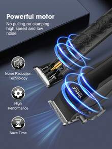 HIENA 2 件专业电动理发器套装，黑色和金色男士理发器组合，LED，T9 刀片剃须，男士无线理发器，多种配件，使清洁和护理更容易 - 黑色 - 查看 5