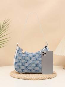 2025新款时尚彩虹草编新月单肩包，沙滩度假百搭，可调节肩带，3色可选