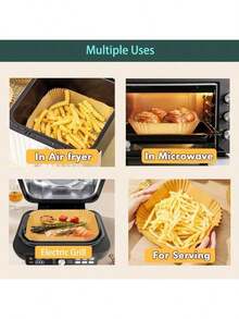 Parchmt Paper For Air Fryer 7.9inch Square Air Fryer Liners Disposable 50PCS Stick Parchmt Paper Sheets For 58QT Airfryer Liners Baking Roasting Microwave YFHL6