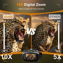 4K HD Night Vision Binoculars With 10x Magnification | 3" Display, 1080P Video, 80m Range, Flashlight & Steady Light, Rechargeable Battery/USB Powered, 28mm Objective Lens, Black - Ideal For Wildlife Observation, Farm Security & Nighttime Adventures