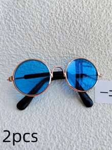 2 paires de lunettes de poupée de 17 cm, convenant à , lunettes de soleil saisonnières, lunettes de décoration de poupée, mini, mignonnes, à la mode. Applicable pour la fabrication de poupées, accessoires de poupée, cadeaux d'Halloween (à l'exclusion des poupées)