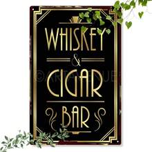 Artistic Signs & Plaquesprintable Art Deco Sign For A Whiskey And Cigar Lounge, Showcasing An Iron Artwork, Ideal For A Roaring Twenties Great Gatsby Inspired Celebration. Offered In 1920S Style JPG And SVG Formats, Dimensions 20*30Cm/8*12Inch. - 彩色 - 查看 3