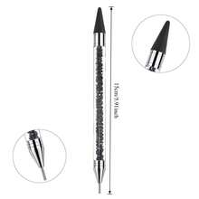 水钻拾取器点钻笔，双头水钻宝石水晶耳钉拾取器蜡笔笔水晶珠手柄美甲美甲 DIY 装饰工具（黑色白色）