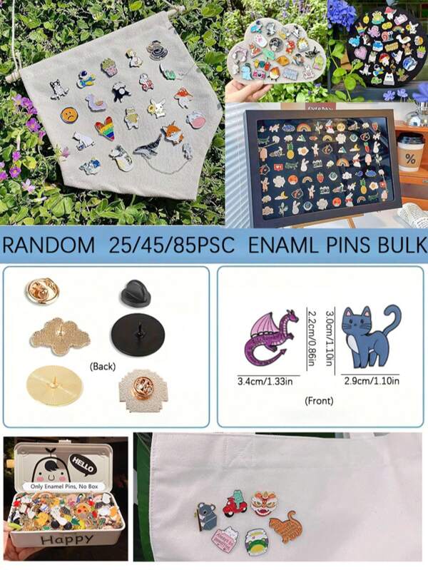 25/45/85pcs Cute Enamel Pins Bulk, Fun Backpack Pins, Stylish Lapel Badge Pin Set, Suitable For Backpacks, Hats, Bags, Jackets Office Accessories Shirts Jewelry Christmas Halloween