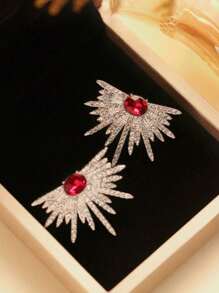 1对极简主义不对称全镶钻耳环（女士款） - 彩色 - 查看 12