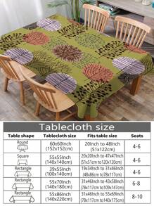1pc Floral & Geometric Pattern Printed Tablecloth, Polyester Modern Style Waterproof Rectangular/Round Digitally Printed Tablecloth Suitable For Living Room, Home, Outdoor Dining Table, Small Round Table