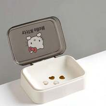 Sanrio 1pc Sanrio Hello Kitty Cartoon Soap Dish With Lid – Cute Home & Bathroom Decor For Fall And Back-To-School Season