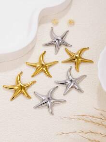 3pcs Assorted Ocean Vacation Style Starfish Series 304 Stainless Steel Oil Pressure Accessories Inlaid Faux Pearl Jewelry Accessories For DIY Handmade Earrings, Necklaces, Bracelets, Bikini Pendants