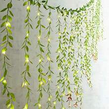 CZ 12pcs Artificial Vines Fake Greenery Garland Willow Leaves With Total 60 Stems Hanging For Wedding Party Backdrop Wall Decoration 8434 - màu xanh lá - Xem 4