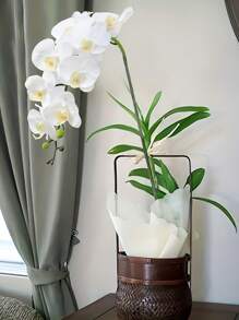 5 piezas de 27 pulgadas Ramas de flores artificiales de Phalaenopsis, para decoración del hogar, oficina, boda, escuela, dormitorio, plantas artificiales, diseño de escenarios, decoración de habitaciones, decoraciones de fiestas y días festivos, decoraciones navideñas, decoraciones de Año Nuevo, accesorios de decoración para dormitorio