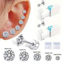 2 件套耳洞穿刺套装一次性无菌耳洞穿刺器，含 5 件不锈钢替换耳钉，男女通用，易于使用的耳钉枪，带硅胶垫