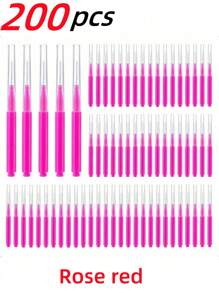 200pcs Tooth Cleaning Brush, Cleaner Interdental Brush, Toothpick, Oral Dental Care Brush, Oral Teeth Cleaning Tools, Eyelash Brush - Multicolor - View 18