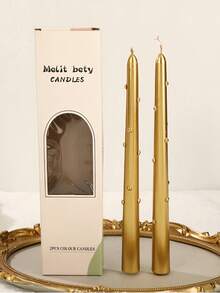Cirelle 2 piezas Vela de tallo largo de 10 pulgadas con perlas chapadas en estilo europeo, uso doméstico, vela de boda sin humo, vela de candelabro para cena a la luz de las velas, accesorio fotográfico de ambiente elegante, mejor opción para regalo - Multicolor - Ver 13