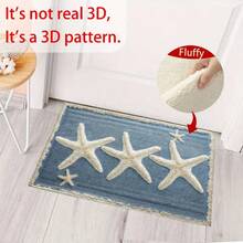 1pc Ocean-Style Starfish Pattern Microfiber Bath Rug, Non-Slip And Super Soft Bathroom Mat, Doormat, Bathroom Water Absorption Mat, Machine Washable, Low Pile, TPR Backing, Knit Fabric, For Bathroom, Bedroom, Kitchen, Entryway, Indoor & Outdoor Use, Bathroom Accessories & Decor, Perfect New Home Gift. Entryway Decor Bathroom Kitchen Decor Kitchen Rug - Multicolor - View 2
