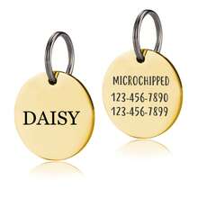 1pc Personalized Pet ID Tag Customizable Round Name And Number Engraved Cat Dog Collar Tag Dog Memorial Tag For Pets Silent Pet Tags - Multicolor - View 16