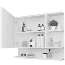 Bathroom Mirror Cabinet With Niches And Hanging Storage - Black - View 6