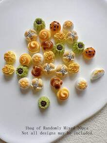 1 Pack 3D Resin Jewelry Decorations, Chinese Steamed Buns, Dumplings, Hamburgers, Bread Resin Accessories