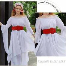 Women's Stretchy Belt 1950s 3 Inch Wide Elastic Belts - Merah - View 4