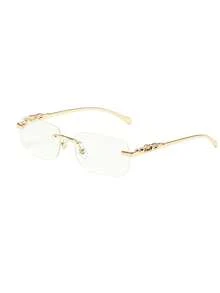 1 件女士金属无框方形小框个性豹纹复古优雅眼镜奢华 Y2K 欧美性感户外旅行装饰时尚 - 彩色 - 查看 8