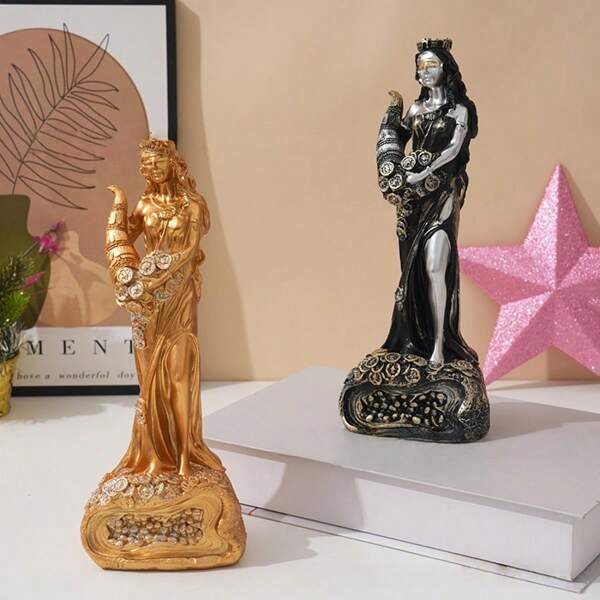 1pc Greek Wealth Goddess Ornament Resin Sculpture Statue Ornament Opening Gift Cashier Office Lucky Decoration Wealth Attraction Ornament
